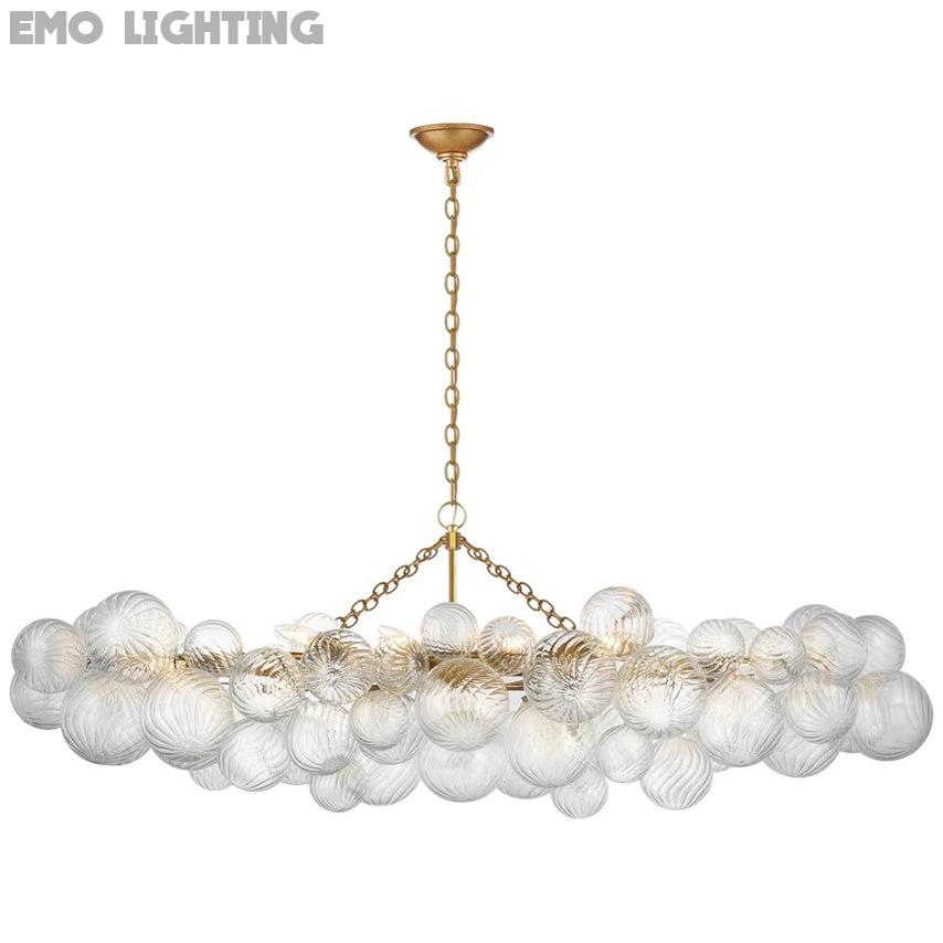 Modern Glass Globe Linear Chandelier 63"