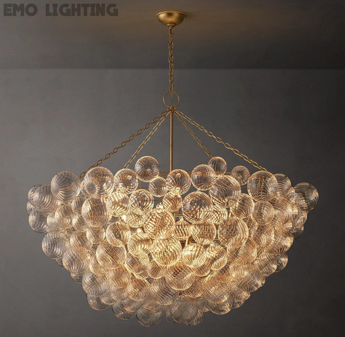 Modern Glass Globe Round Chandelier 56"