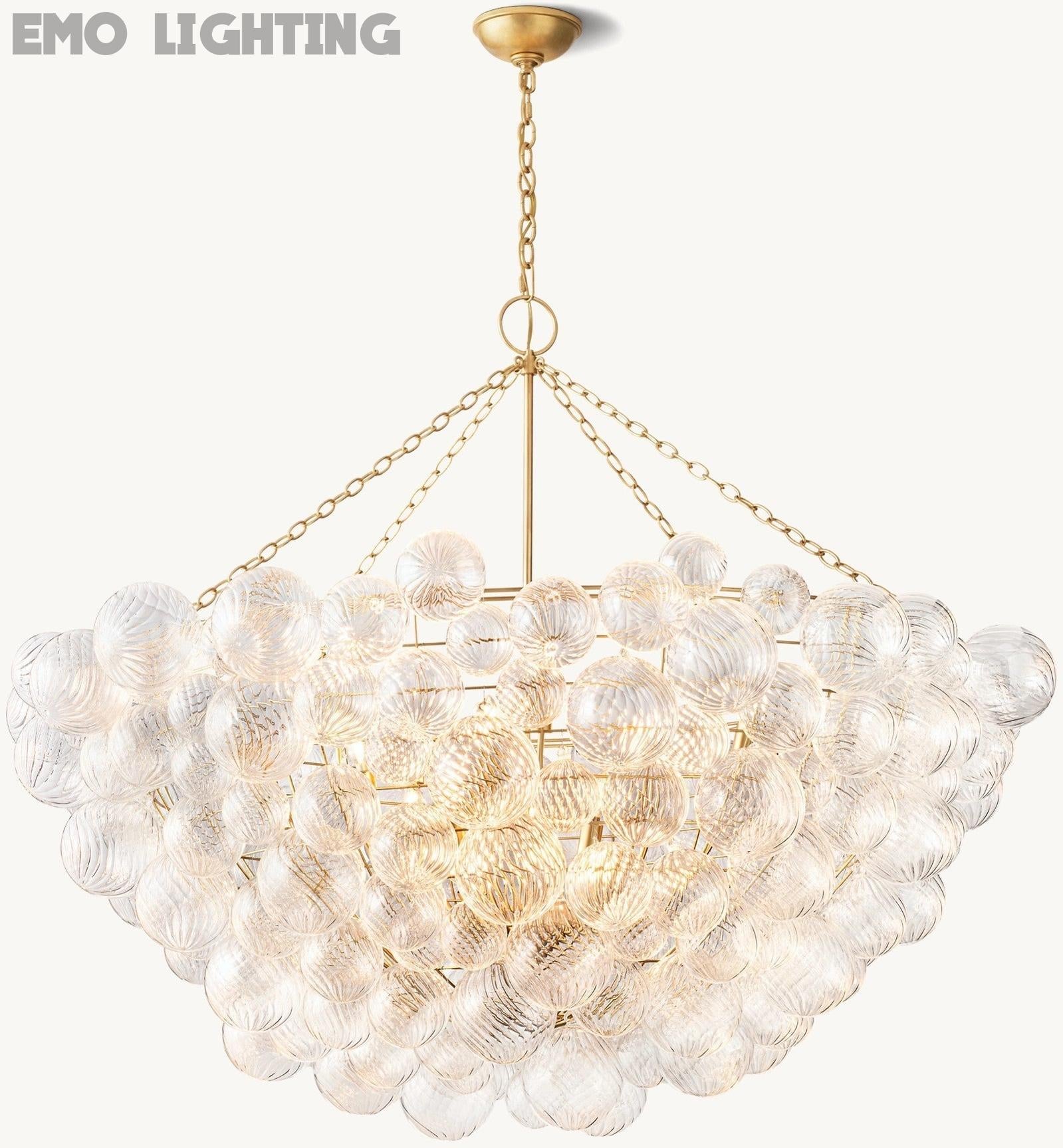 Modern Glass Globe Round Chandelier 56"