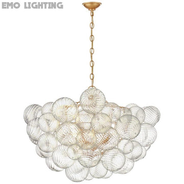 Modern Glass Globe Round Chandelier 33"