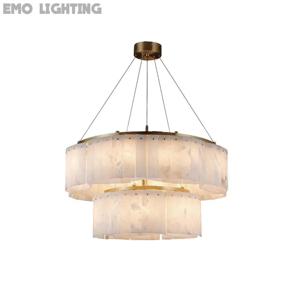 Lysander Modern Two- Tier Alabaster Chandelier Lighting