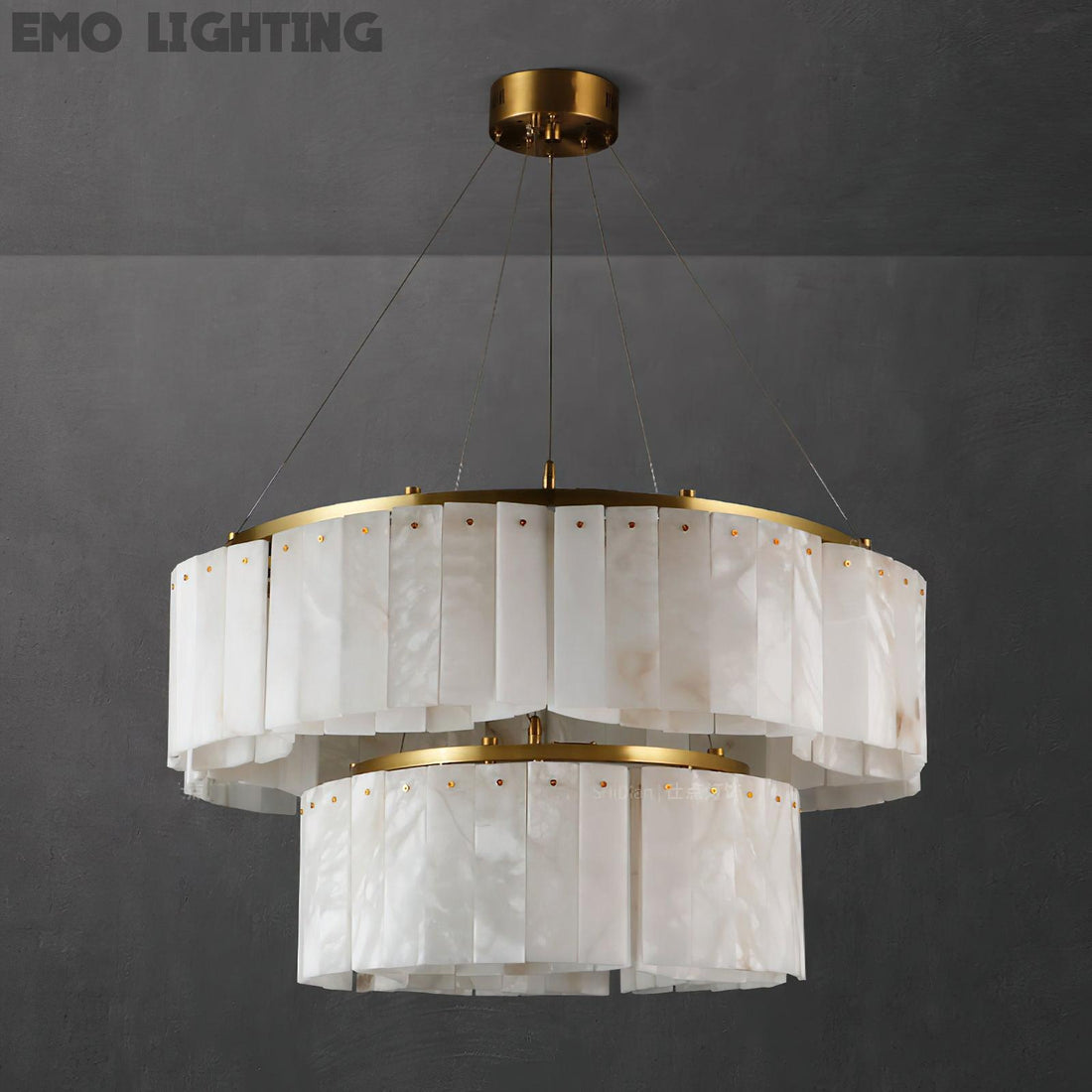 Lysander Modern Two- Tier Alabaster Chandelier Lighting