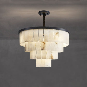 Black Copper Alabaster Multi-Layer Round Chandelier