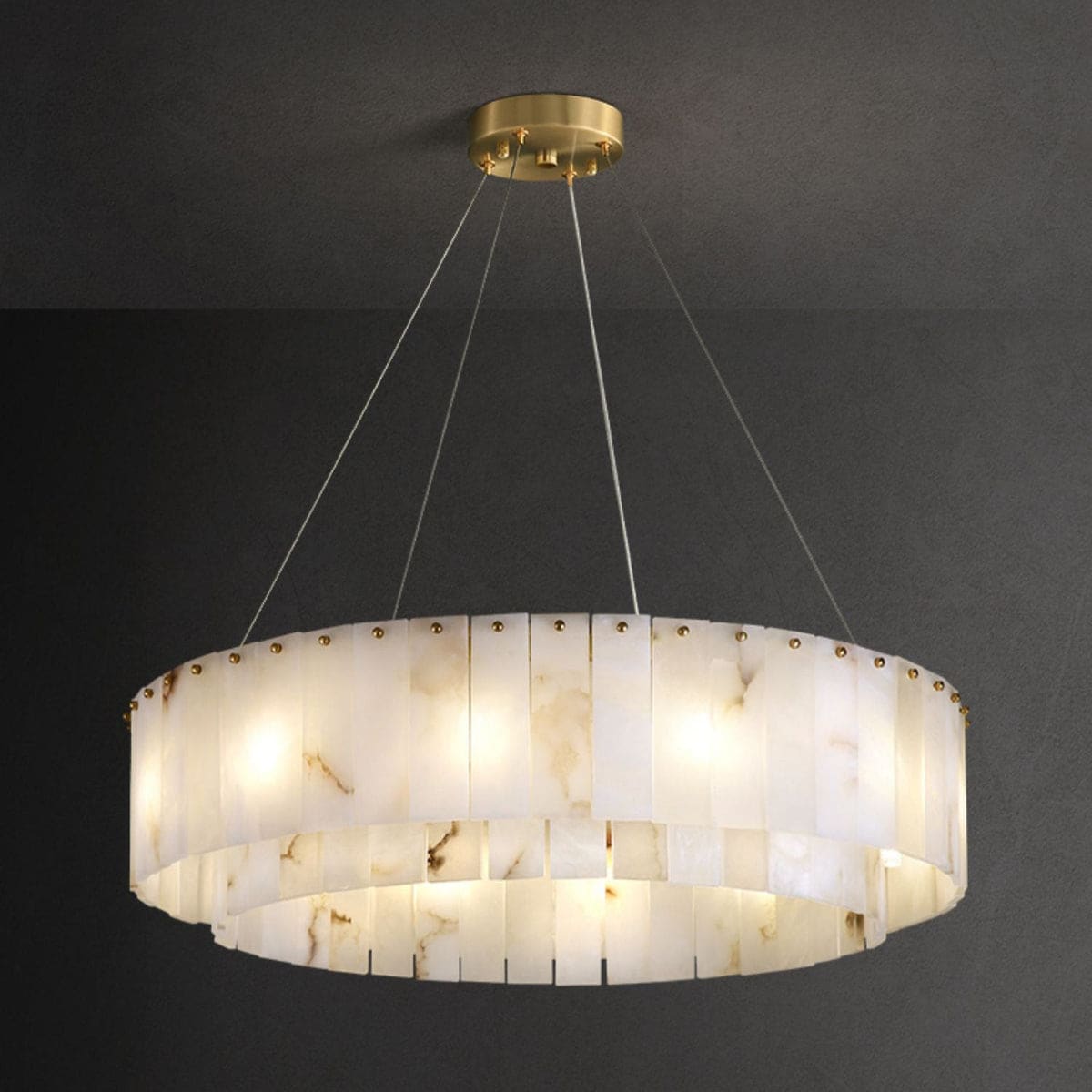 Modern Copper & Alabaster Chandelier For Living Room Bedroom