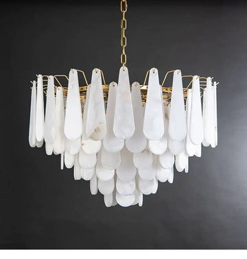 Modern Drop Alabaster Chandelier For Living Room Dining Room