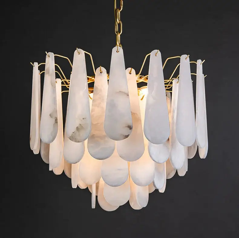 Modern Drop Alabaster Chandelier For Living Room Dining Room