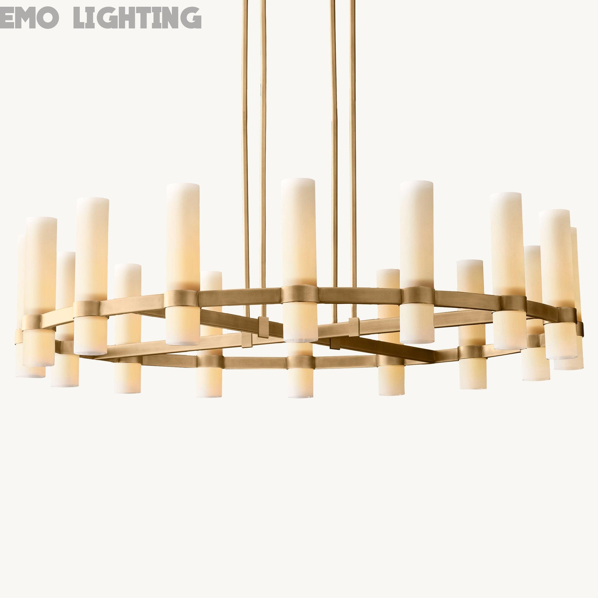 Ravelle Round Milk Glass Chandelier 48"