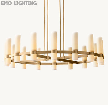Ravelle Round Milk Glass Chandelier 48"