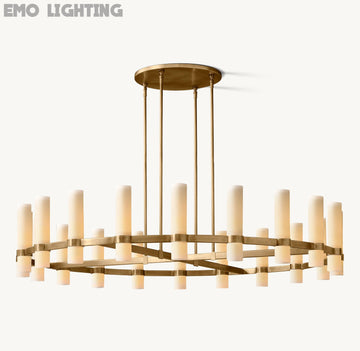 Ravelle Round Milk Glass Chandelier 60"