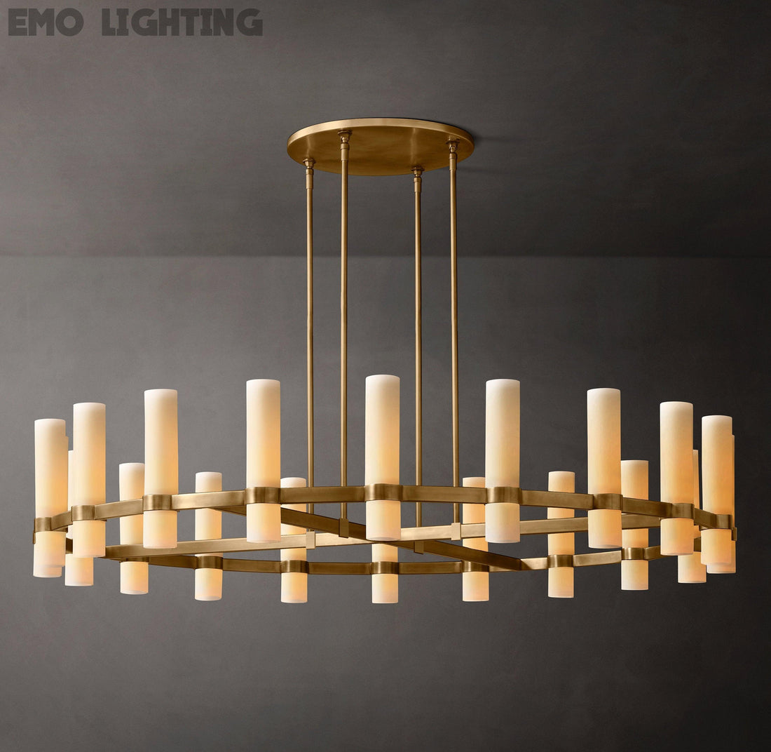 Ravelle Round Milk Glass Chandelier 60"