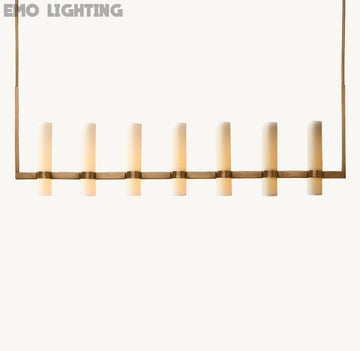 Ravelle Linear Milk Glass Chandelier 59"