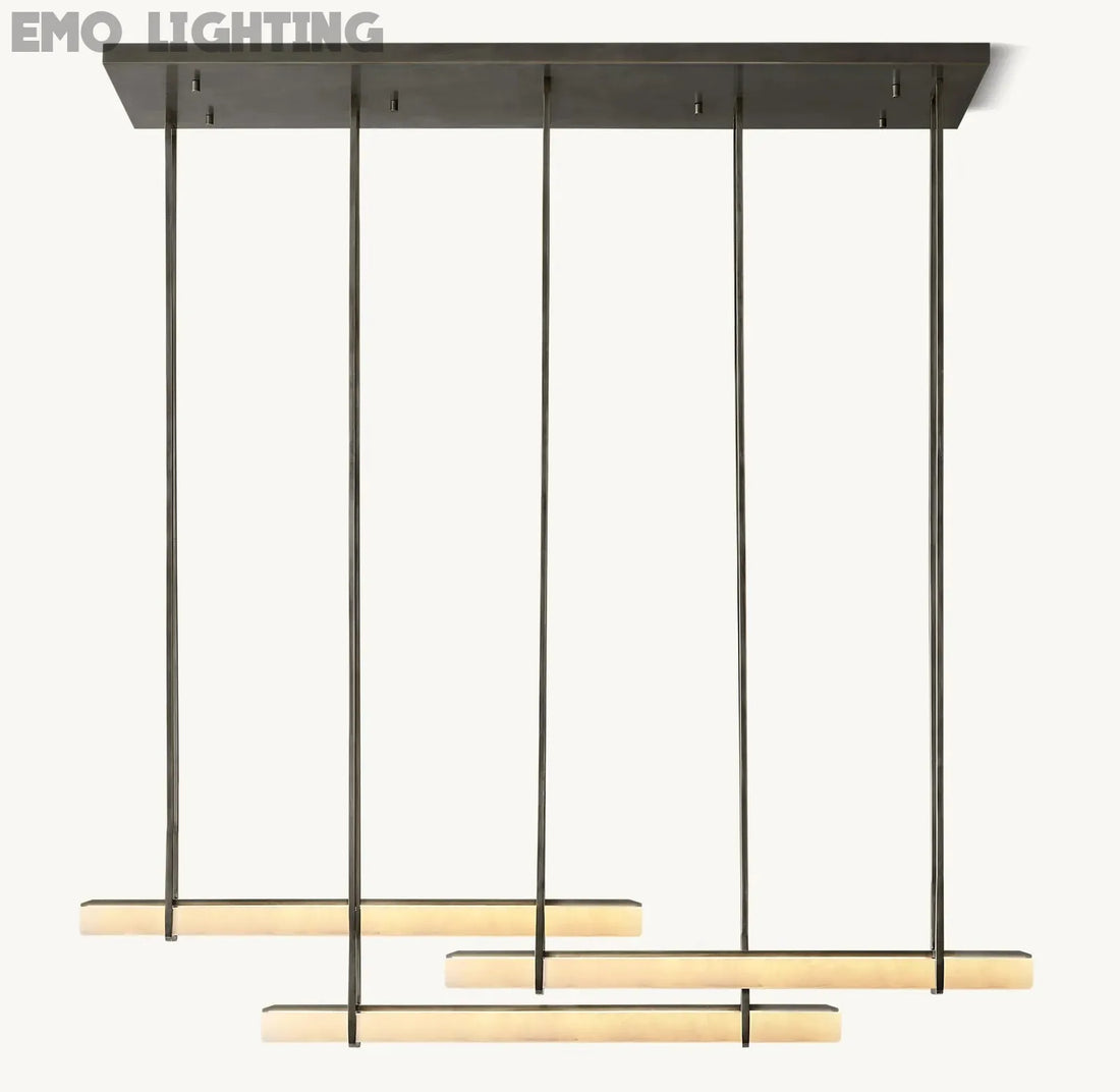 Audubon Alabaster Triple Bar Linear Chandelier
