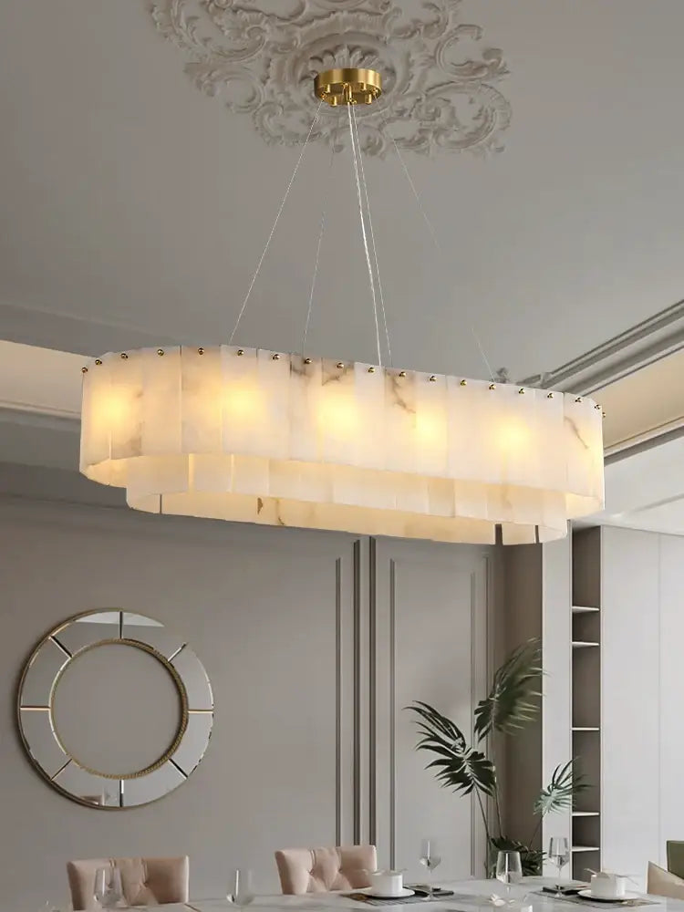 Joan Alabaster Rectangular Chandelier