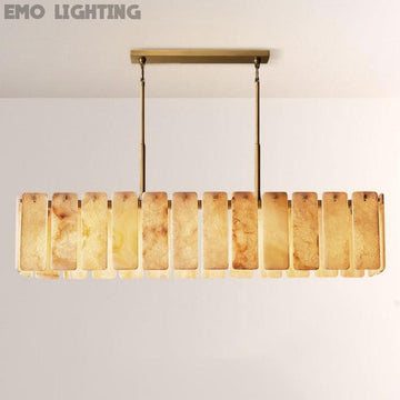 Camette Alabaster Rectangular Chandelier 72"W