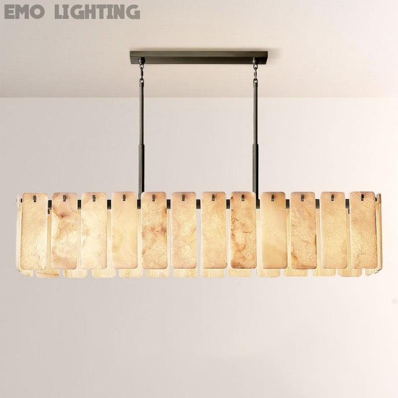 Camette Alabaster Rectangular Chandelier 72"W