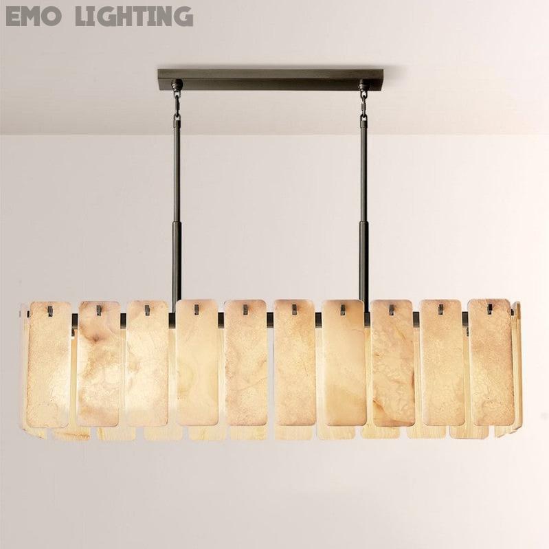 Camette Alabaster Rectangular Chandelier 60"W