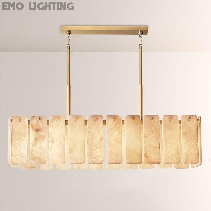 Camette Alabaster Rectangular Chandelier 60"W