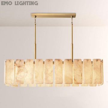 Camette Alabaster Rectangular Chandelier 60"W