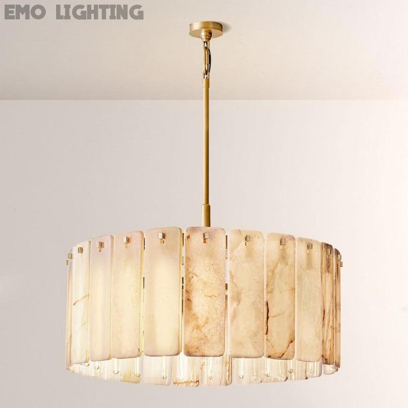 Camette Alabaster Round Chandelier 36"D