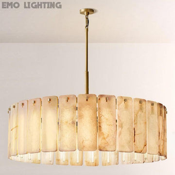 Camette Alabaster Round Chandelier 48"D