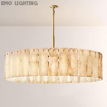Camette Alabaster Round Chandelier 60"D