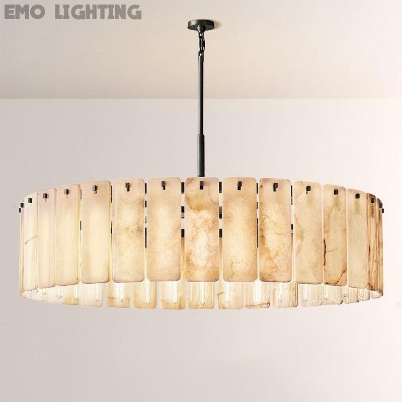 Camette Alabaster Round Chandelier 60"D