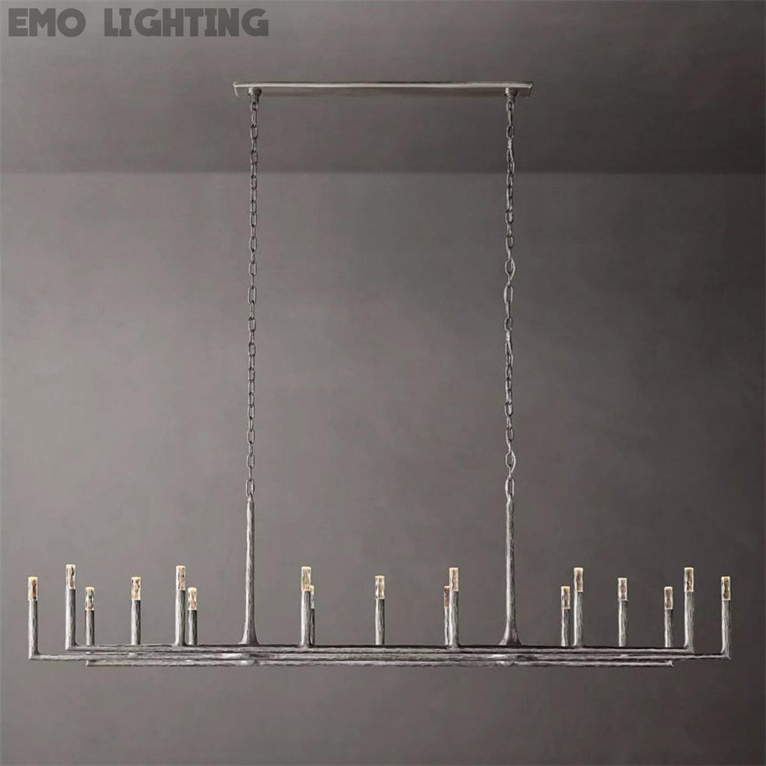 Thadeus Forged Brass Linear Chandelier 96"
