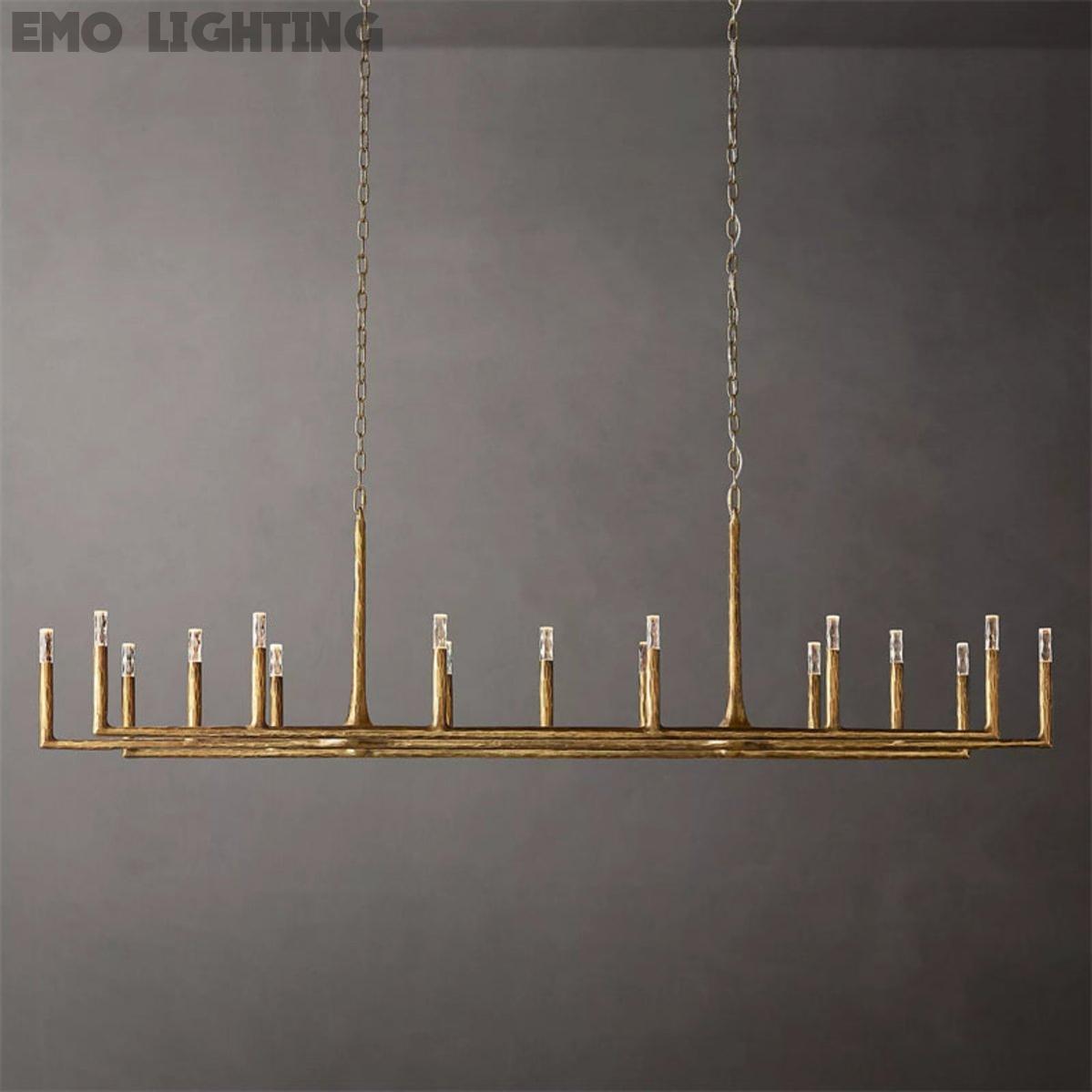 Thadeus Forged Brass Linear Chandelier 96"