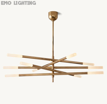 ROUSSEAU 10-LIGHT MOBILE ETCHED ROD CHANDELIER