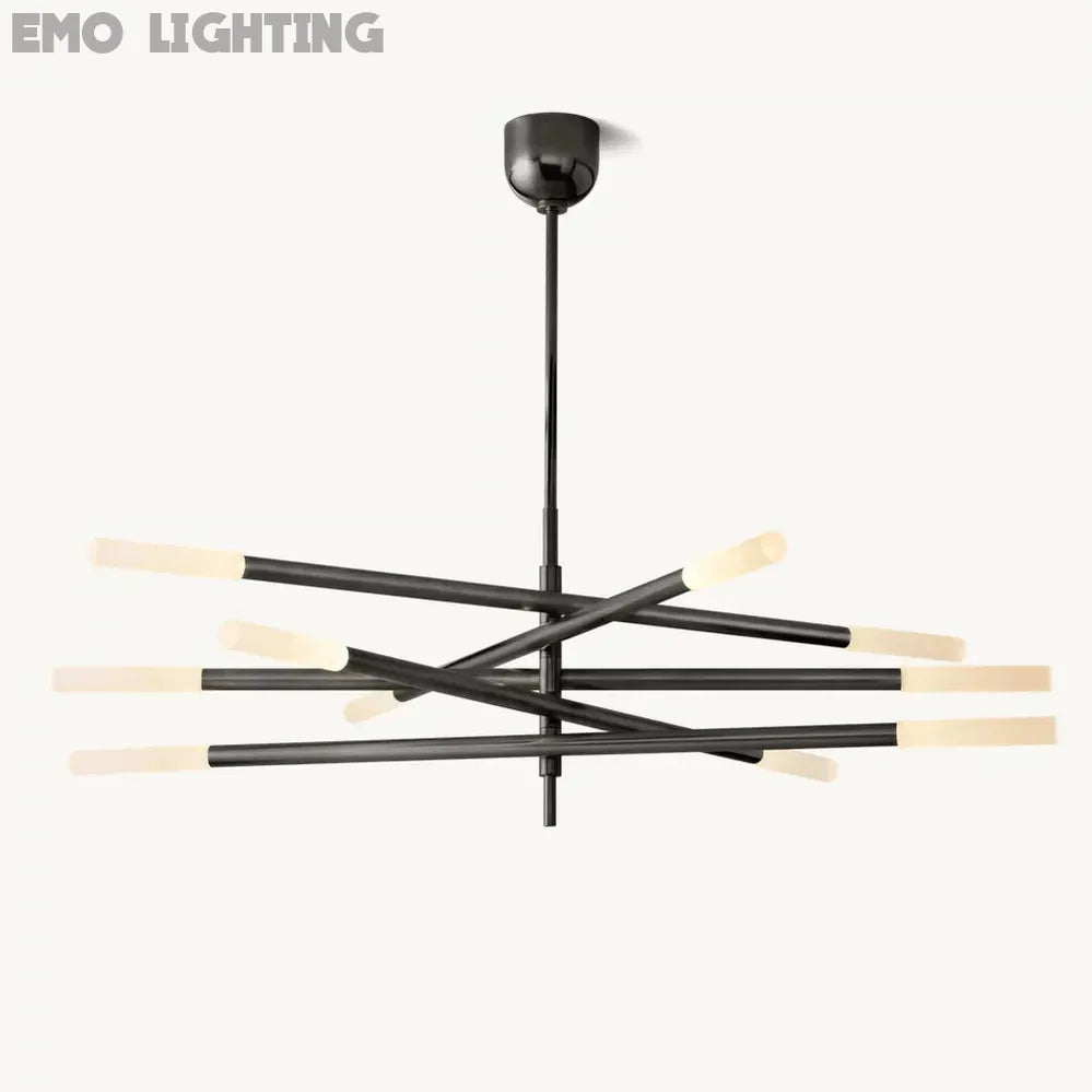 ROUSSEAU 10-LIGHT MOBILE ETCHED ROD CHANDELIER