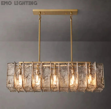 LATTICE SMOKE GLASS LINEAR CHANDELIER 49"