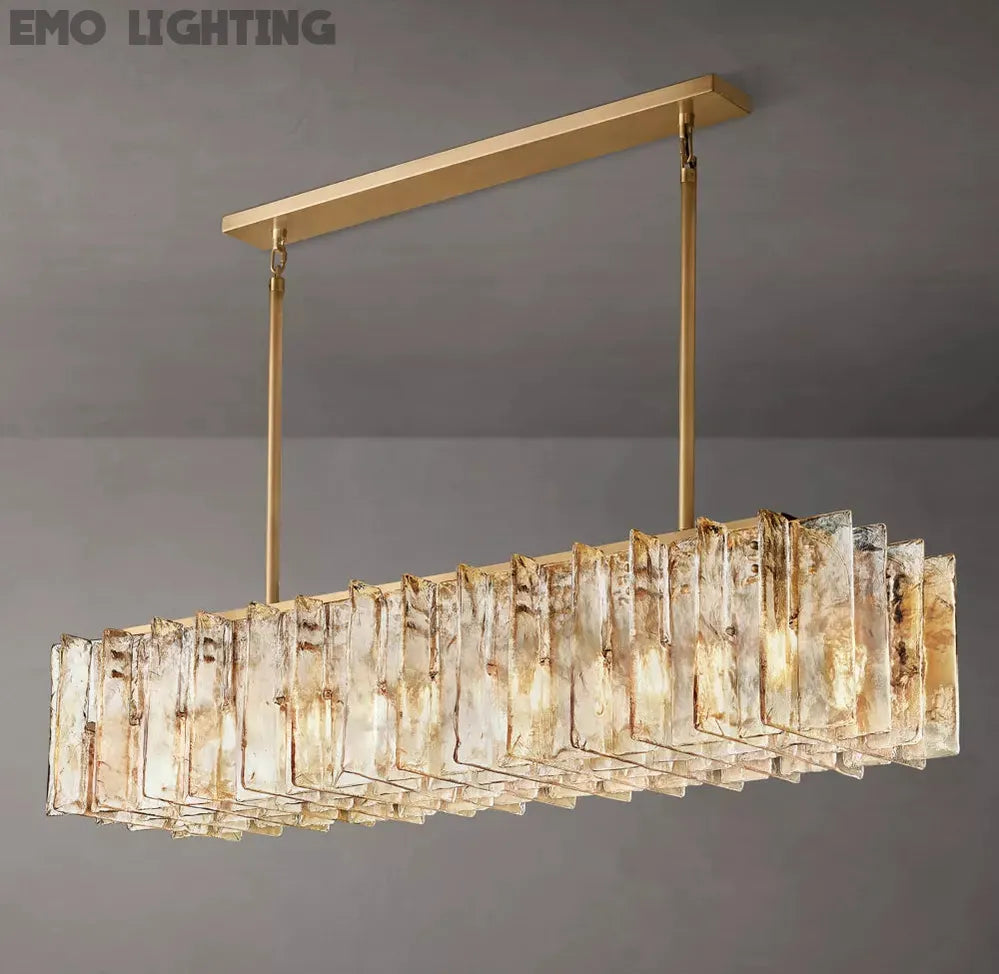 LATTICE SMOKE GLASS LINEAR CHANDELIER 67"