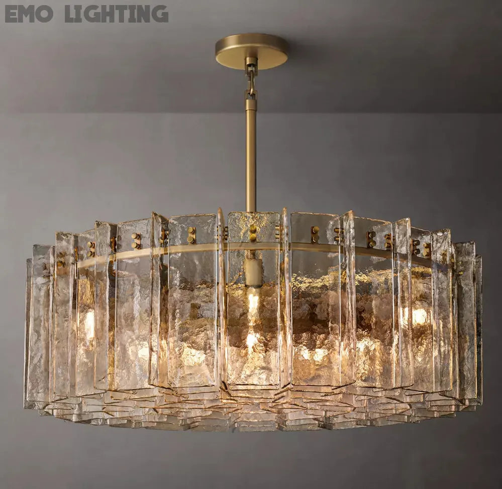 LATTICE SMOKE GLASS ROUND CHANDELIER 48"