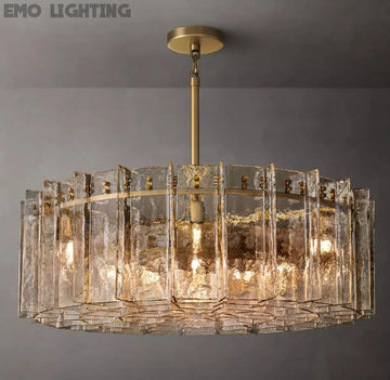 LATTICE SMOKE GLASS ROUND CHANDELIER 48"