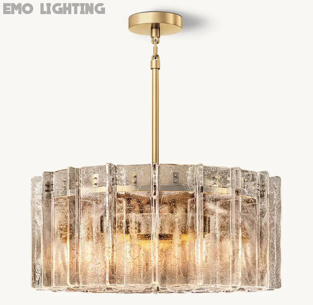 LATTICE SMOKE GLASS ROUND CHANDELIER 37"