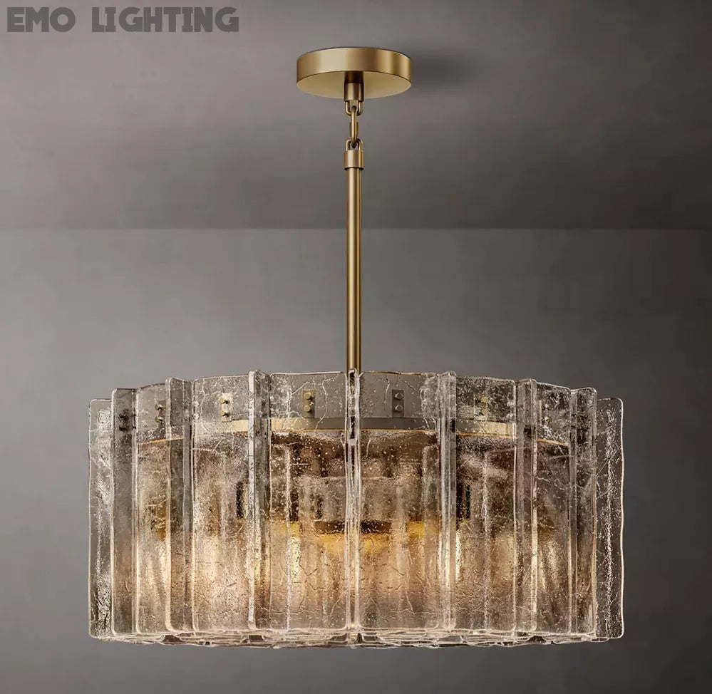 LATTICE SMOKE GLASS ROUND CHANDELIER 37"
