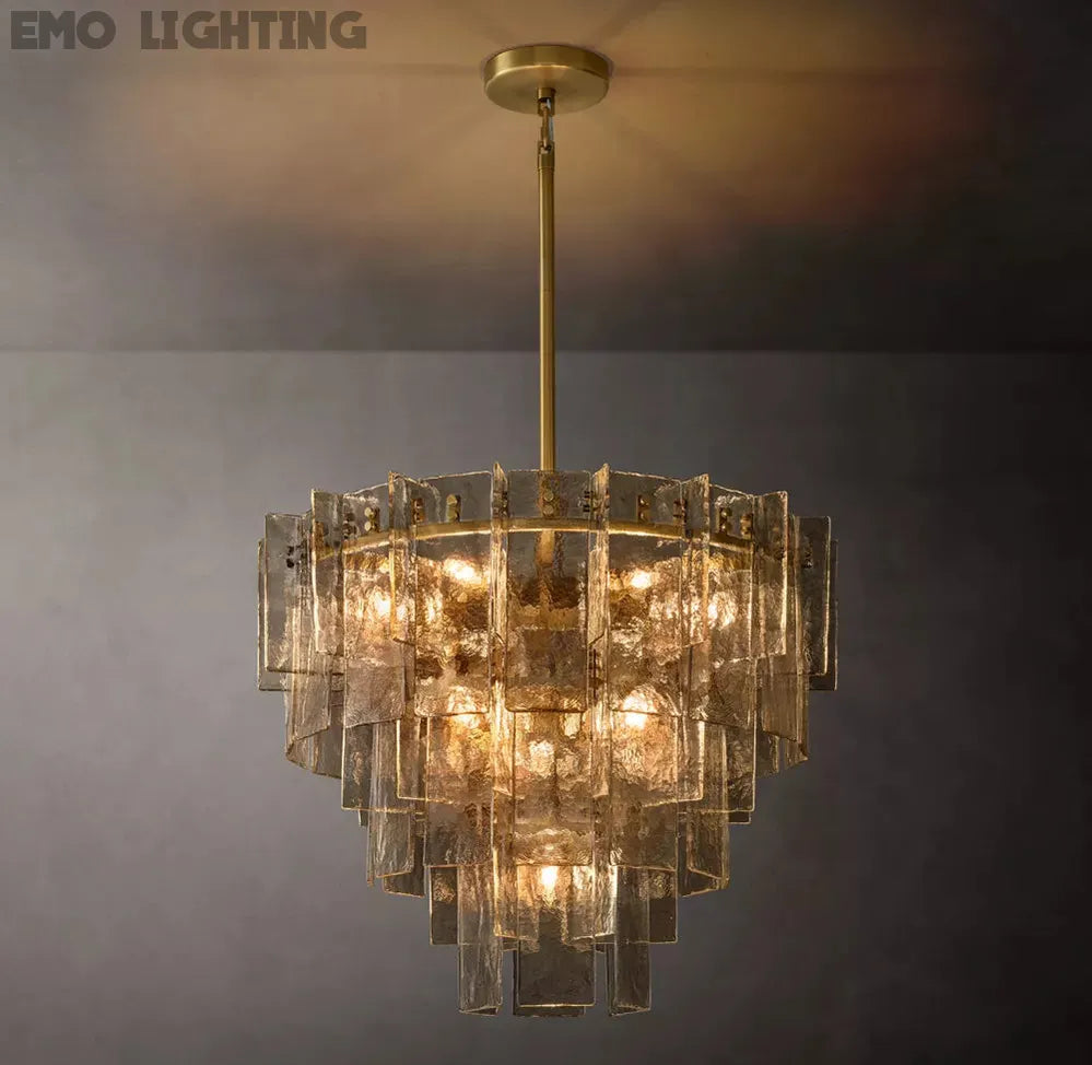 LATTICE SMOKE GLASS TIERED CHANDELIER 36"