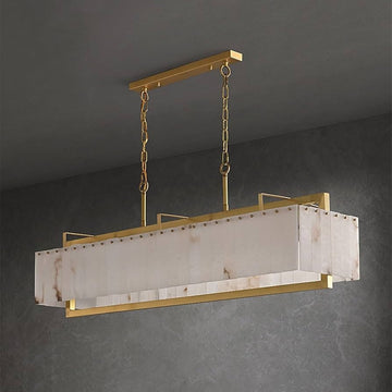 Modern Rectangle Alabaster Chandelier For Dining Room Kitchen