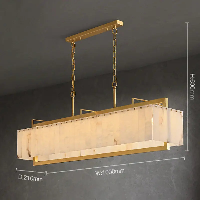 Modern Rectangle Alabaster Chandelier For Dining Room Kitchen