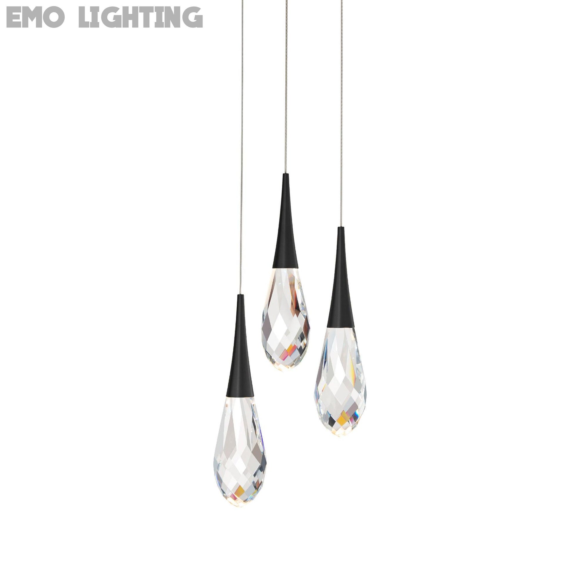 Hibiscus LED Multi Light Pendant Light in Black (3-Light).