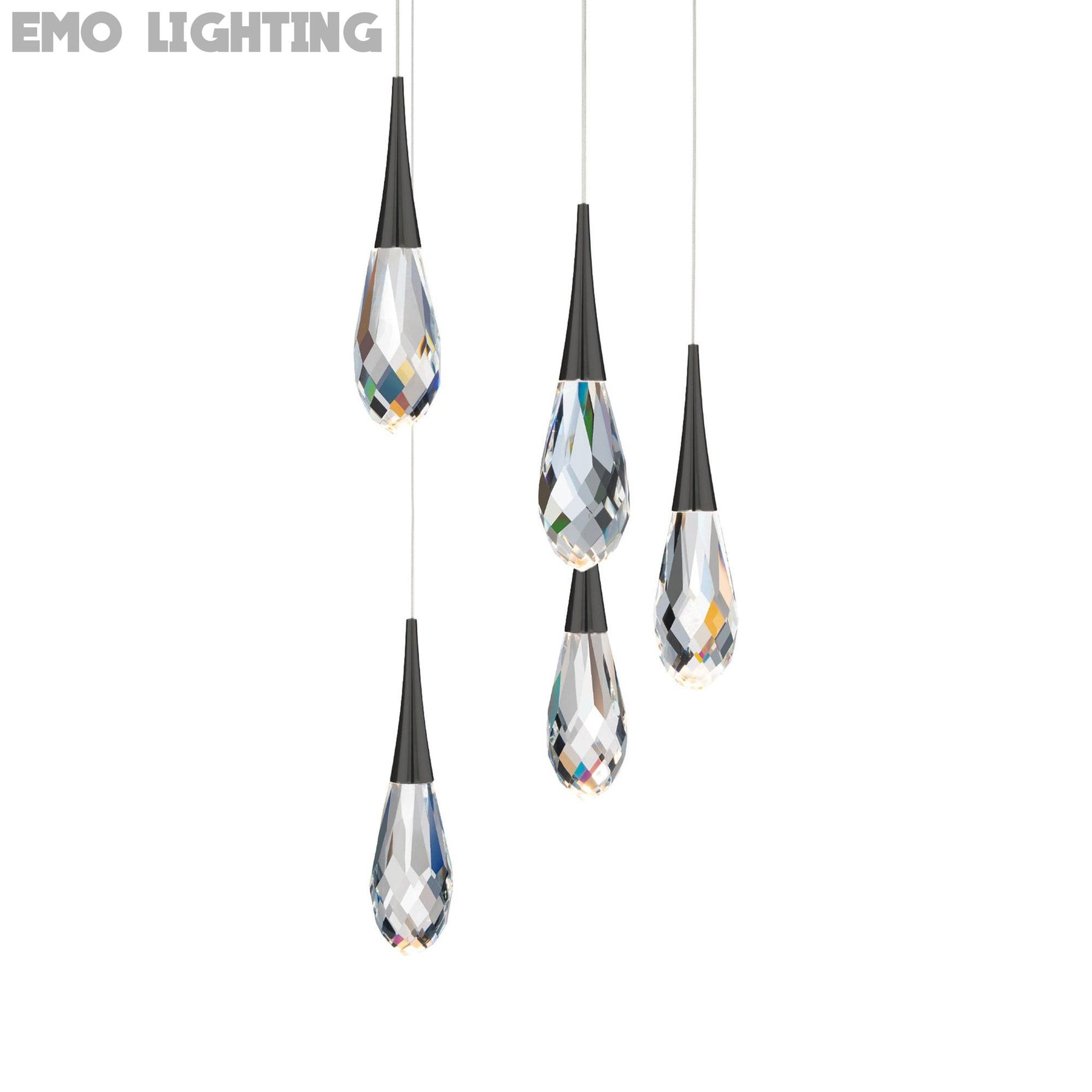 Hibiscus LED Multi Light Pendant Light in Black (5-Light).