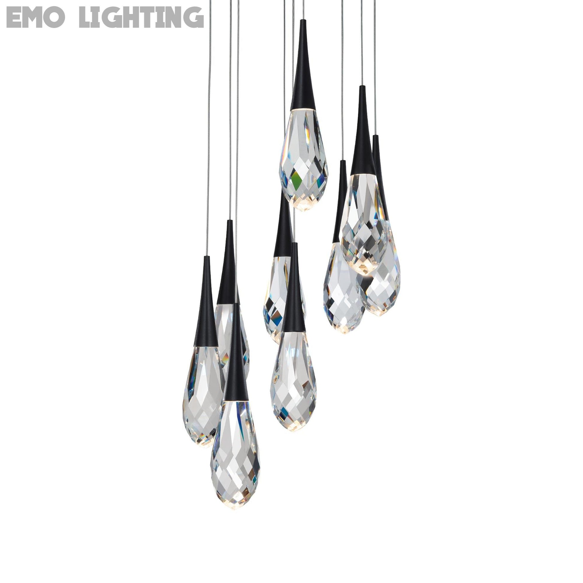 Hibiscus LED Multi Light Pendant Light in Black (9-Light).