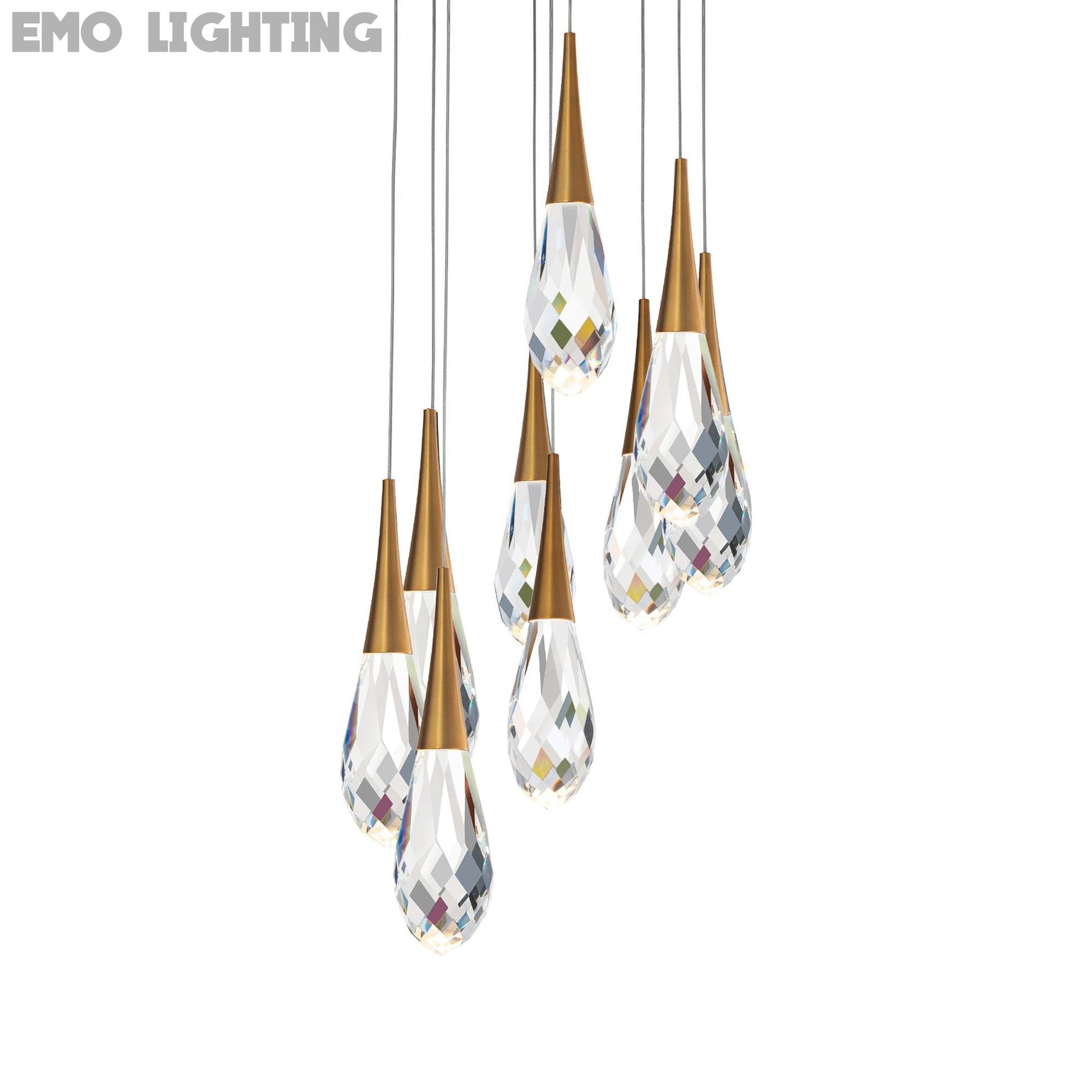 Hibiscus LED Multi Light Pendant Light in Aged Brass (9-Light).
