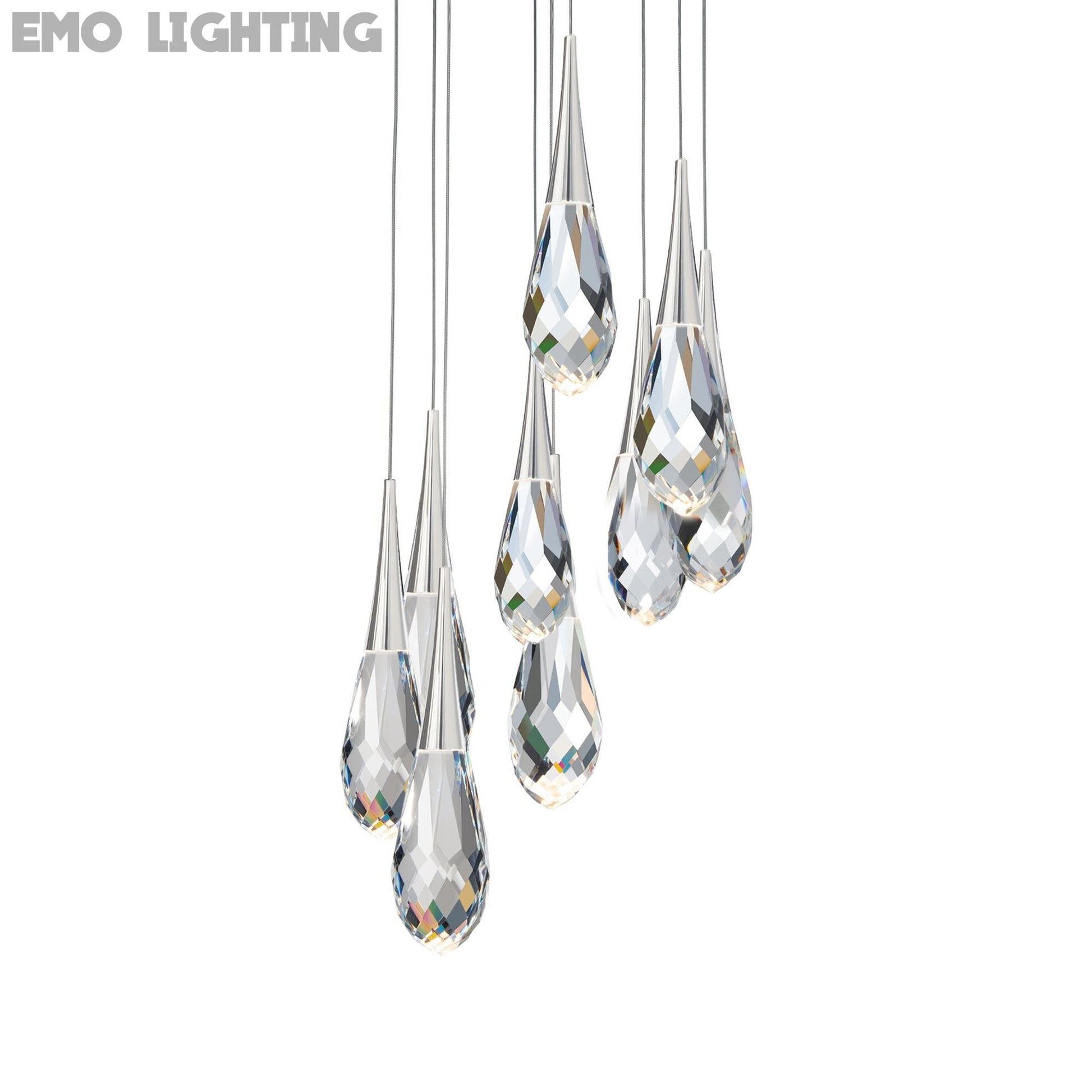 Hibiscus LED Multi Light Pendant Light in Polished Nickel (9-Light).