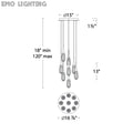 Hibiscus LED Multi Light Pendant Light - line drawing.