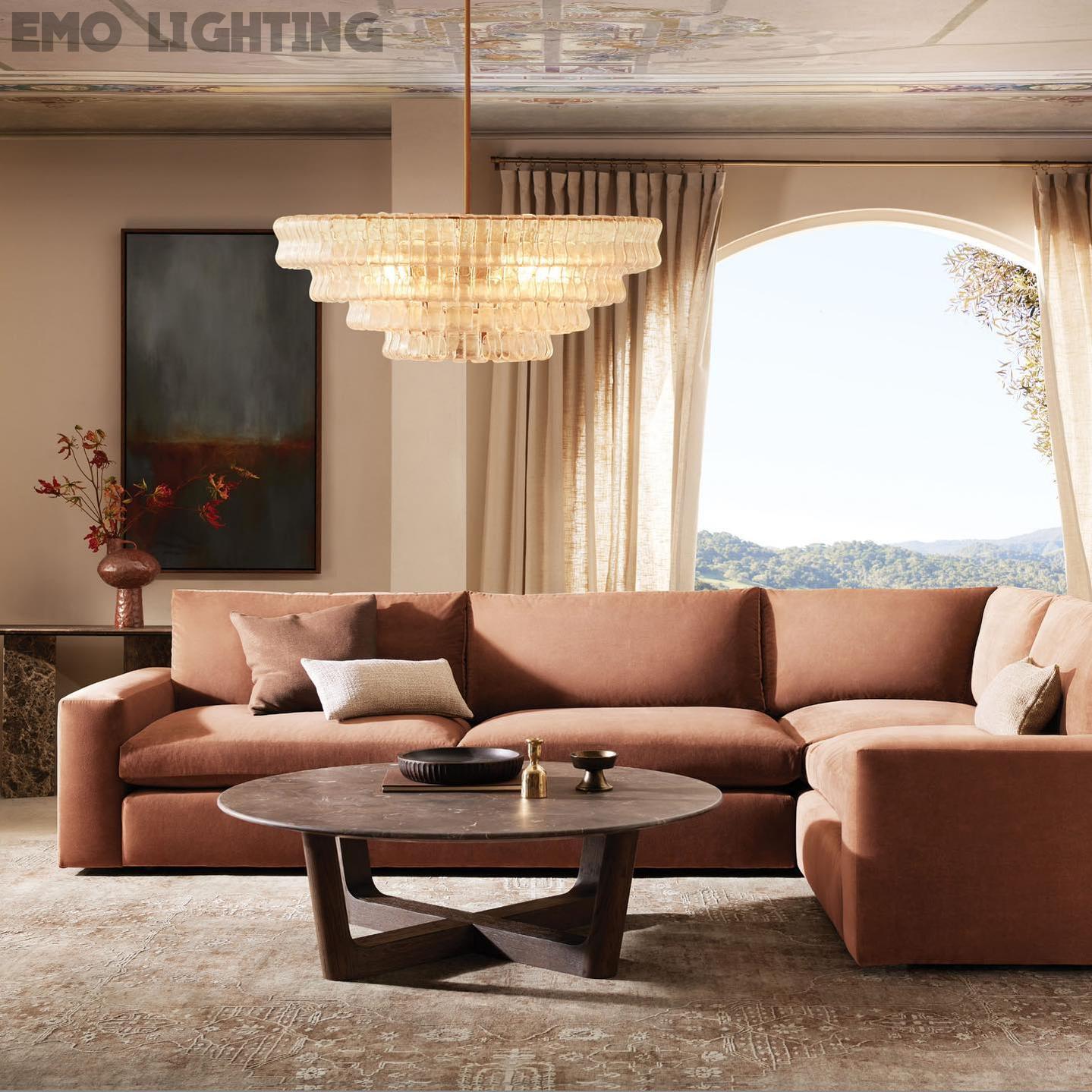 Art Glass Ghiaccio Round Chandelier 36" 48" 60"-MEET LIGHTING