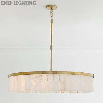 Windham Alabaster One-Tile Round Chandelier